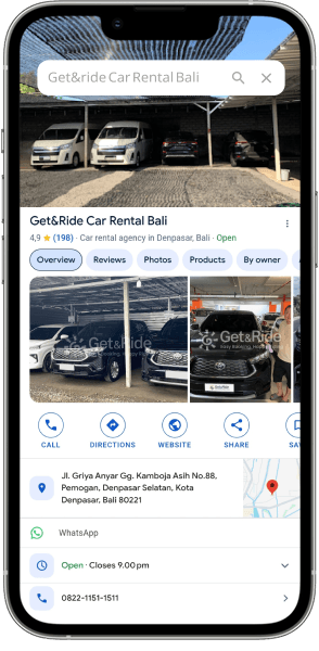 Phone UI with Get and Ride Garage